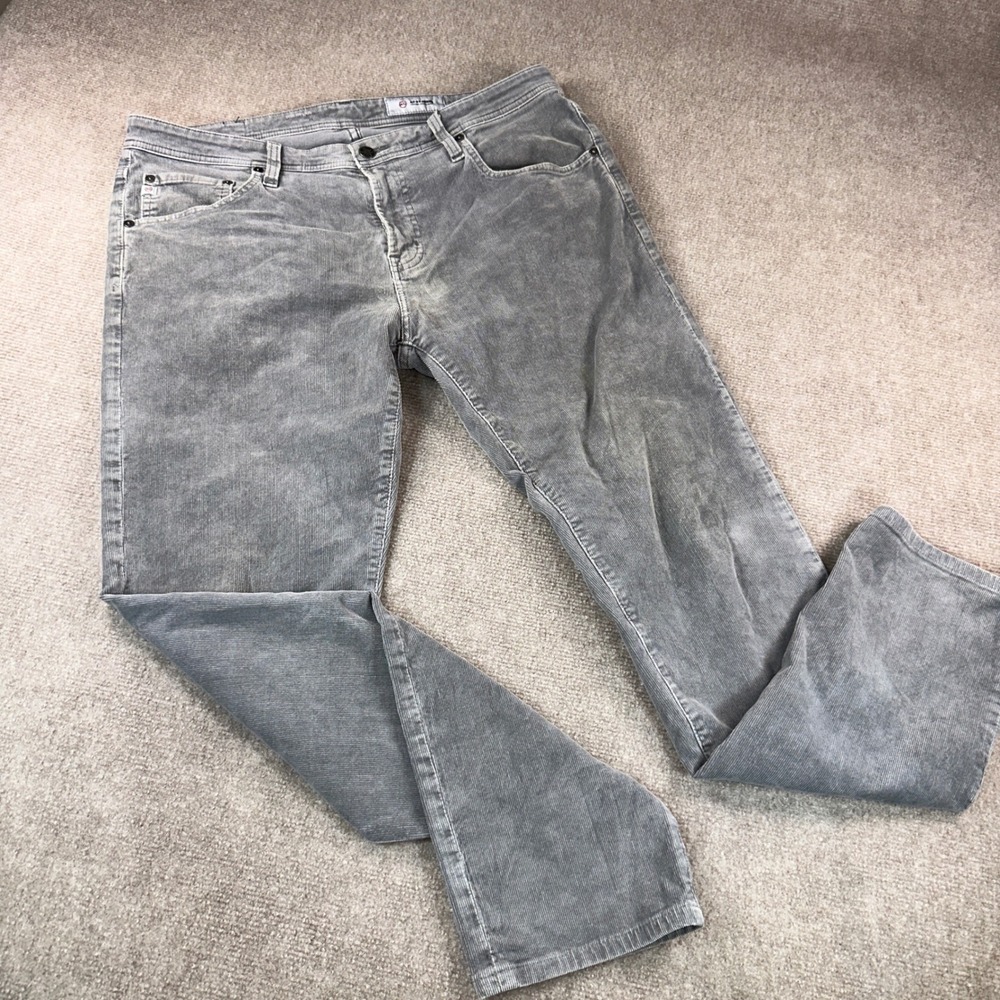 AG Adriano Goldschmied The Dylan Slim Skinny Corduroy Pants Grey Mens 36x34